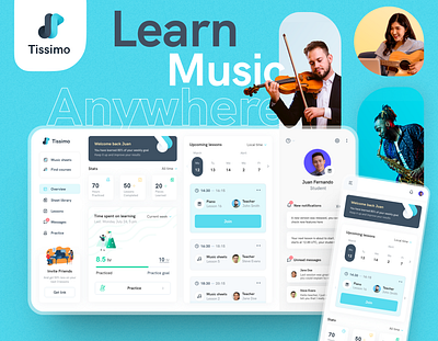 Music Learning App Dashboard app dash dashboard design graphic design learning mobile music school teaching ui ux visual design
