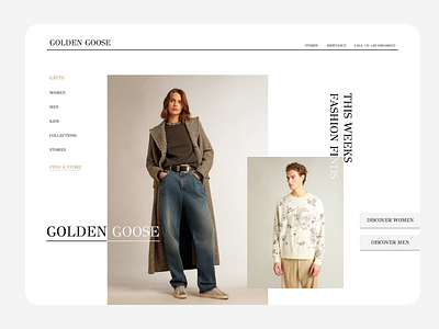 GOLDEN GOOSE clothes colour design ecommerce golden doose landing page logo minimal online shopping redesign shop sneaker ui ux webpage