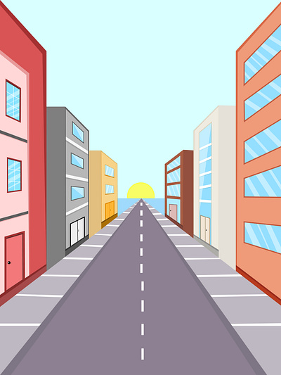 Cityscape in summer season apartment architecture buildings business cartoon cityscape environment graphic design highway house landscape outside road sea sky street sun town urban vector