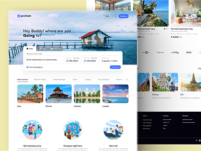 GoCheck: Hotel Booking Website Landing Page Design animation branding flight booking app flight booking website design hotel booking app hotel booking landing page landing page design modern website design motion graphics ui uiux design uiuxrahul