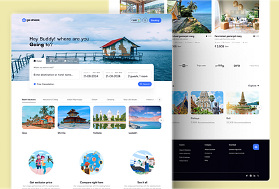 GoCheck: Hotel Booking Website Landing Page Design animation branding flight booking app flight booking website design hotel booking app hotel booking landing page landing page design modern website design motion graphics ui uiux design uiuxrahul