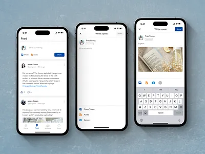 Community for Korean Language app comment community community app design feed followers interface language app minimal mobile mobileapp mobiledesign post productdesign profile social ui ui design user iterface ux