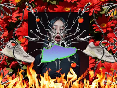 infection0033.jpg apple art branding design eco fashion fire flowers hell illustration new balance nike shoes