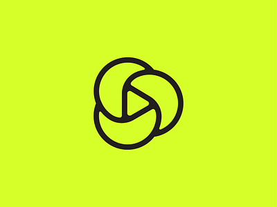 Videonova logomark branding design graphic design green identity logo logomark play play button spiral startup logo tech logo video logo yellow