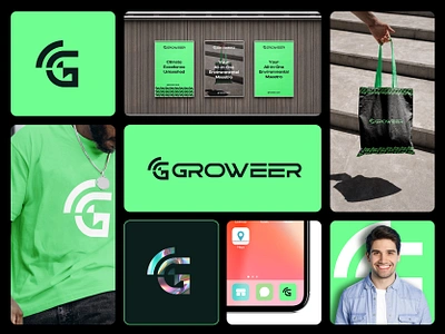 Groweer - Logo and Brand identity best brand identity best designer best logo brand guidelines brand identity branding letter logo logo logo creation logo creator logo design logo designer logo mark logodesign popular shot top brand identity top designer wifi logo