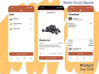 #DailyUI Day 58: Shopping cart app cart checkout dailyui e commerce grocery shopping