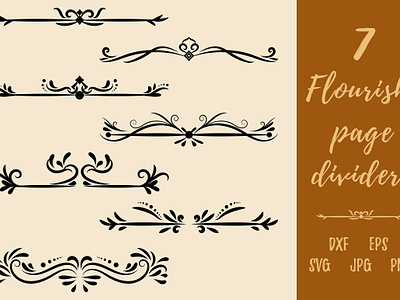 Decorative Vintage Flourish Page Divider border frames decorative doodle flourish graphic design illustration ornate page divider svg vintage lines