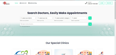 Online clinic booking website UI app design branding design graphic design illustration logo ui ui design ux web design web ui