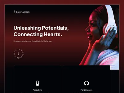 EntertaBlock | Landing Page artist community crypto design distribution landing page logo music royalties ui ux web3