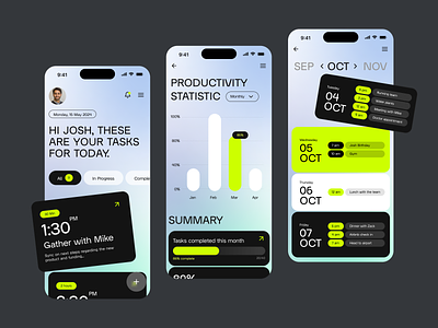 Mobile App for Productivity app branding design figma graphic design graphics illustration mobile modern productivity style ui