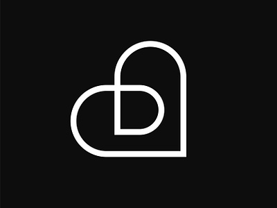 D + heart logo brand branding d d letter d logo design heart icon identity illustration letter line logo love mark minimalist modern monogram symbol