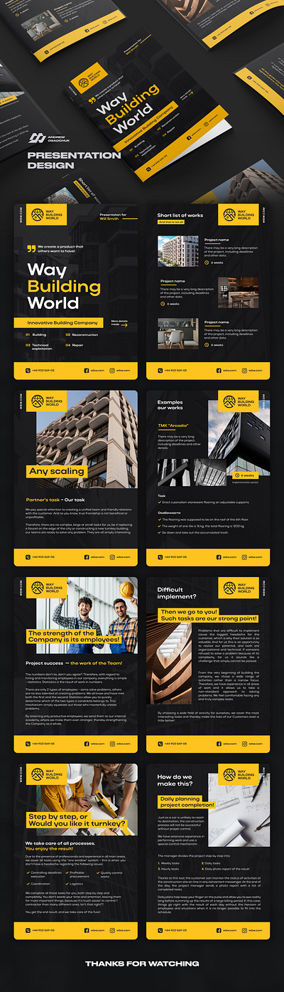 Building Company Presentation banner brand identity branding building company design envelope flyer interior logo logofolio polygraphy poster presentation print design reconstruction social media social media post typography visual identity web design