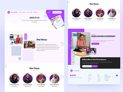Purplekkida About us page app branding design fashion figma landing ui ux
