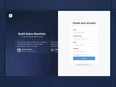 Registration page - Sales automation app app create an account glowing glowing cards minimal minimal forms register registration registration form registration page sales app sales automation sales automation app signup signup page ui web app