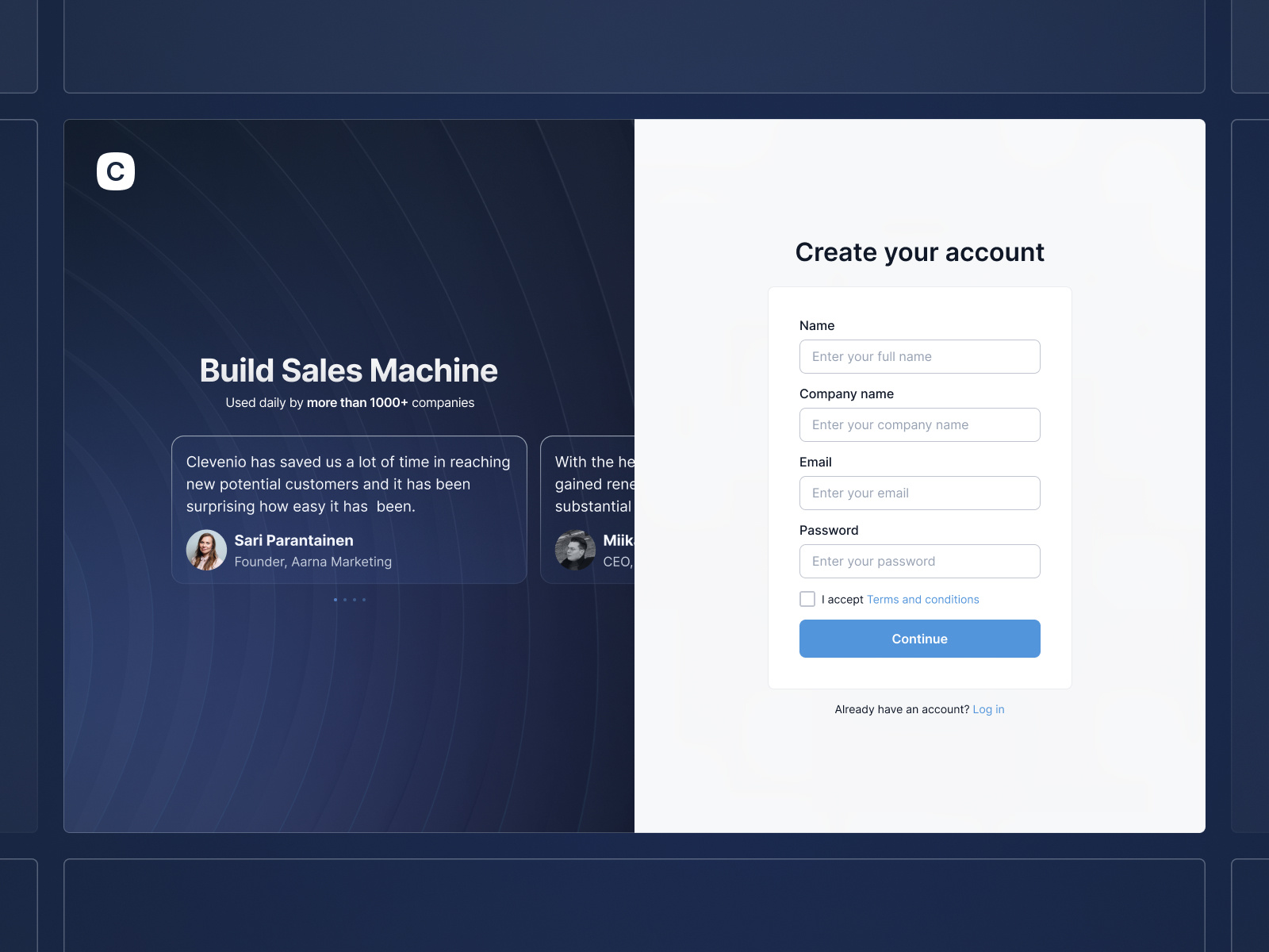 Registration page - Sales automation app by Vazgen on Dribbble