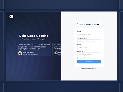 Registration page - Sales automation app app create an account glowing glowing cards minimal minimal forms register registration registration form registration page sales app sales automation sales automation app signup signup page ui web app