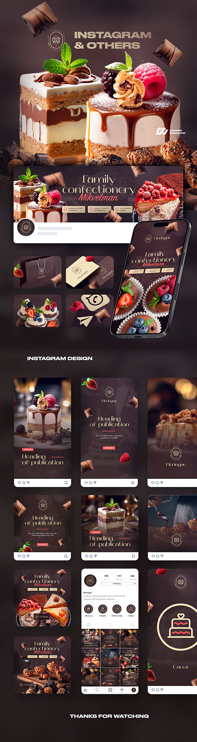 Сonfectionery Social Media ads advertisement advertising banner cakes chocolate confectionery deserts design facebook graphic design instagram presentation social media social media post stories sweets web design youtube
