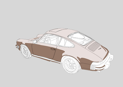 Porsche 911SC in brown car illustration porsche