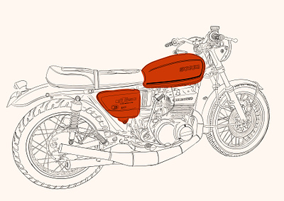 1974 Suzuki GT550 illustration motorcycle suzuki