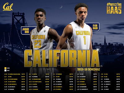 2015-16 Cal Men's Basketball Poster [Concept Only] basketball bears berkeley cal california college ivan rabb jabari bird jordan nba nike poster schedule uc berkeley