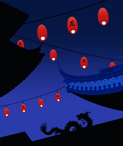 Year of Dragon chinese new year digital illustration dragon ill illustration lanterns vector