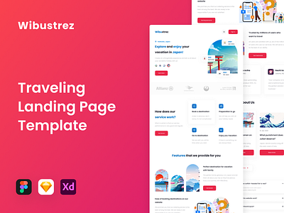 Wibustrez - Traveling Landing Page Template holiday landing page responsive responsive website tour tour website travel travel website ui ui design ux ux design website