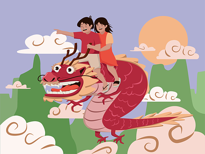 Happy Chinese New Year | Year of Dragon 2024 2024 art chinese chinese dragon dragon dragon year festive flat holiday illustration illustrator lunar new year winter