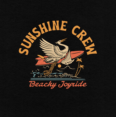 Sunshine Crew badge design beach cartoon character design illustration mascot surf surf design tshirt design vintage design