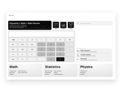 Calculator app landing page bento black branding dashboard graphic design minimal simple ui ux website