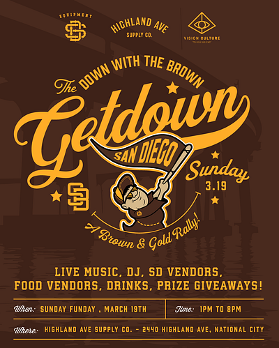 Down for the Brown Getdown Flyer graphic design illustration sdca
