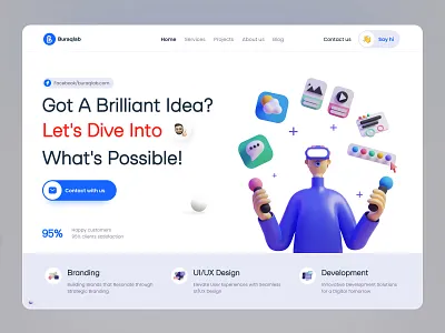 Digital Agency Website Hero Section agency agency web agency website blue clean company digital agency header home page landing page office ui ui designer ux visual designer web web design web landing website website design