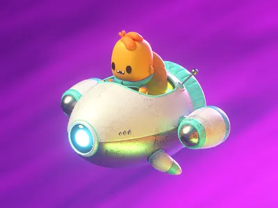 Spaceship 3d 3dart 3dillustration alien c4d character cute design illustration render spaceship vao3d