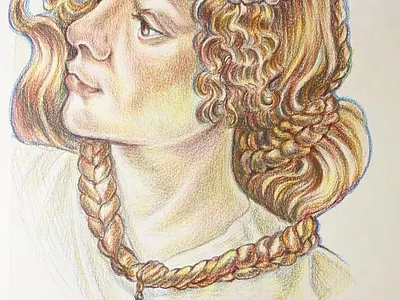 Gender As Seen by Botticelli Colored Pencil Study classical editorial graphic design illustration portrait ux