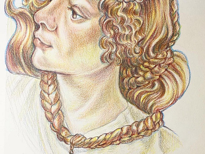 Gender As Seen by Botticelli Colored Pencil Study classical editorial graphic design illustration portrait ux