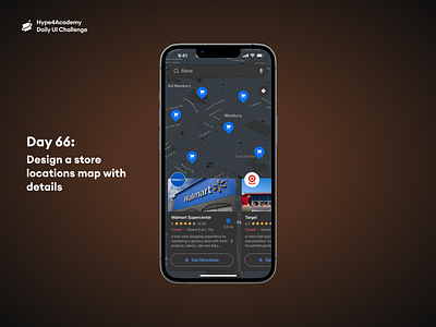 Day 66: Design a store location map with details daily ui challenge dailyui design hype4academy map map locations mobile design mobile ui ui ux
