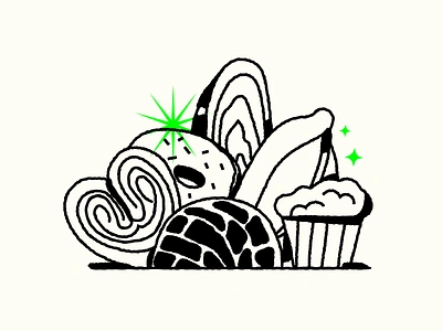 Come el pan bakery basket blackandwhite bread concha design dona donut ear icon illustration mexican bread pan roll shell shine vector