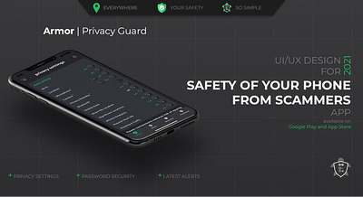 Armor - Privacy Guard App android app application dark ios mobile safe safety save security theme