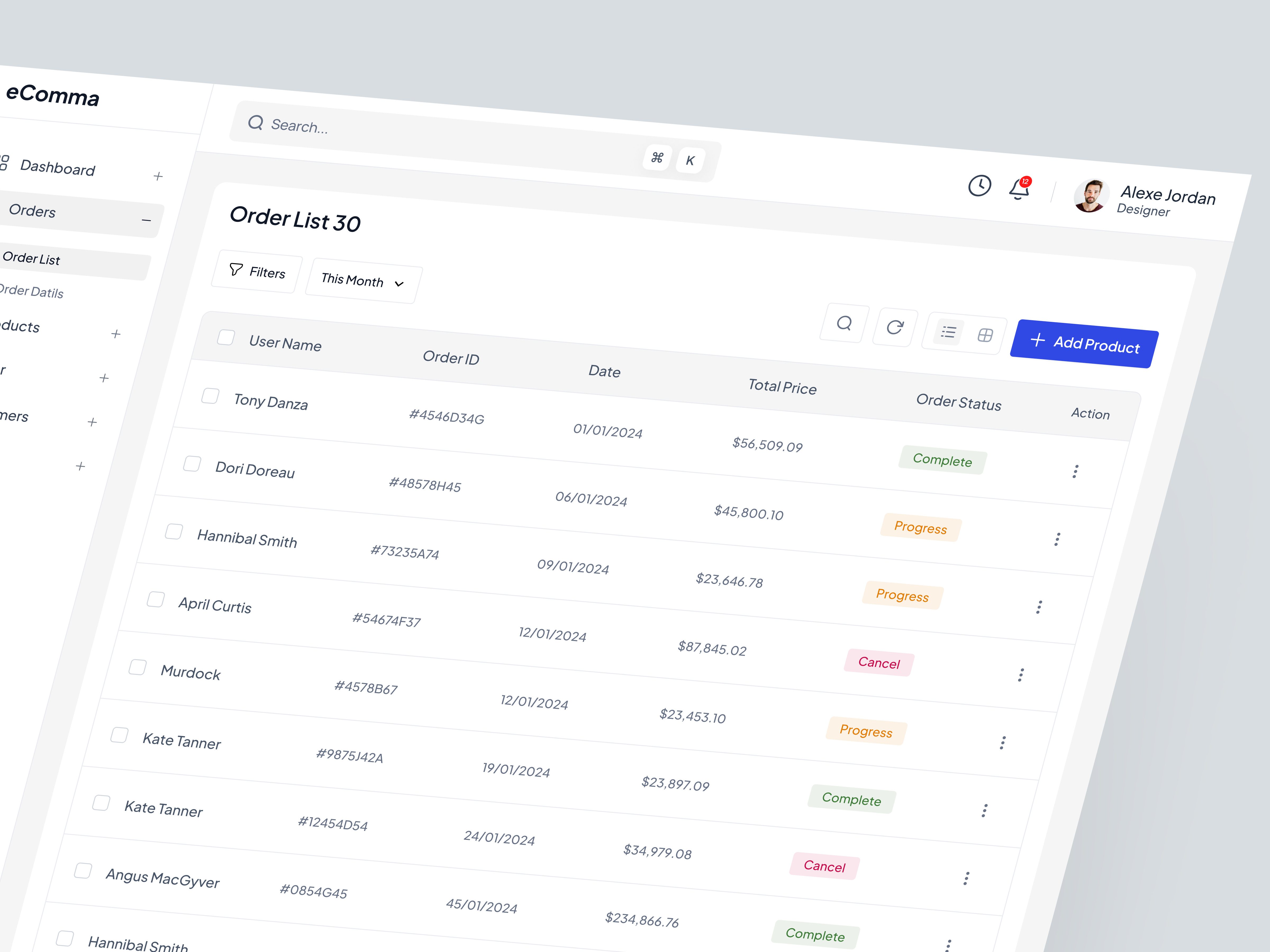 Order List E-commerce Dashboard by Delisas: UX/UI & SaaS Agency on Dribbble