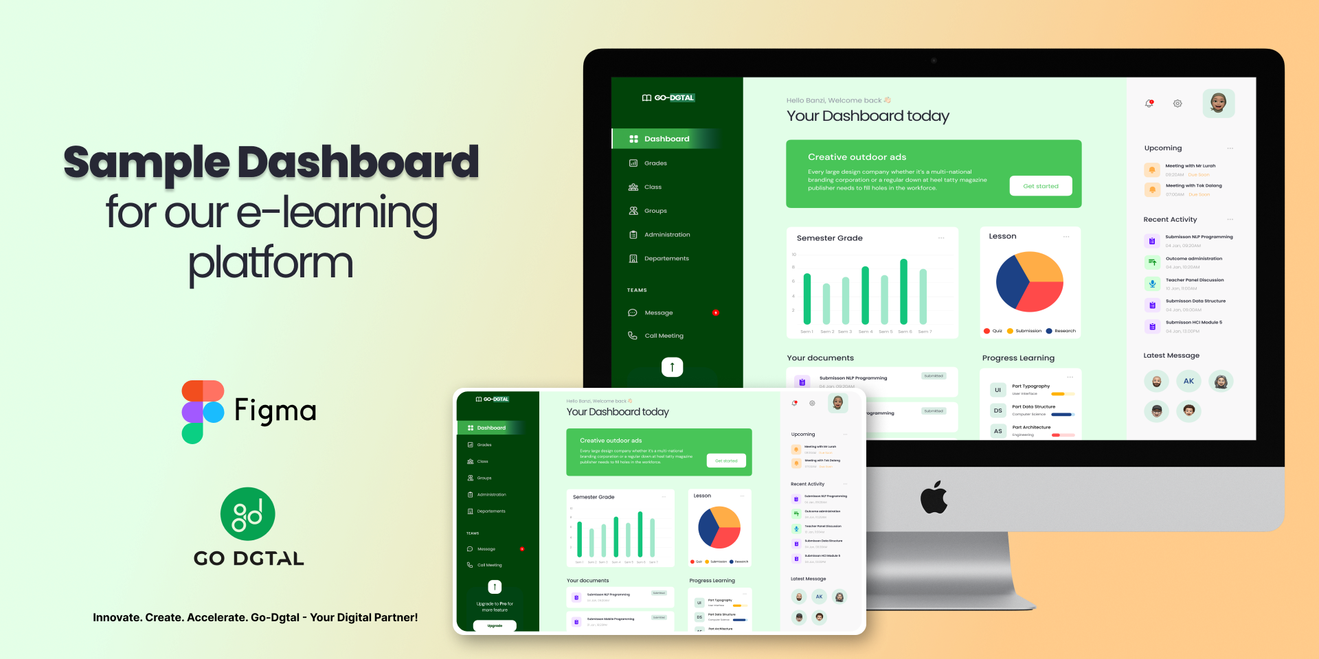 Dashboard - E-learning landing page 3d branding graphic design ui