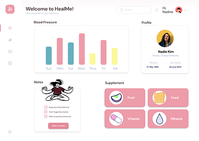 HealMe Dashboard dashboard design health healthcare illustration ui