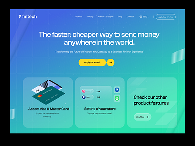 fintech website landing page design app design card credit card designer finance fintech fintech website landing page landingpage money online payment payment getway product design ui ux virtual card web design website design