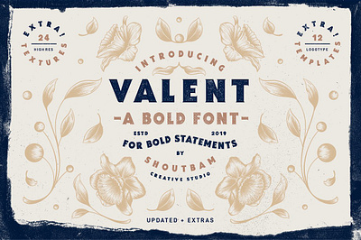 Valent Font (New Update) bam bold font display font font type headline illustrations logotype retro serif shoutbam textures typography valent font (new update) vintage