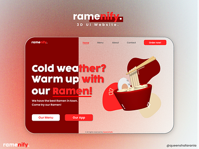 ramenify. | 3D UI Website 3d design figma spline ui web website