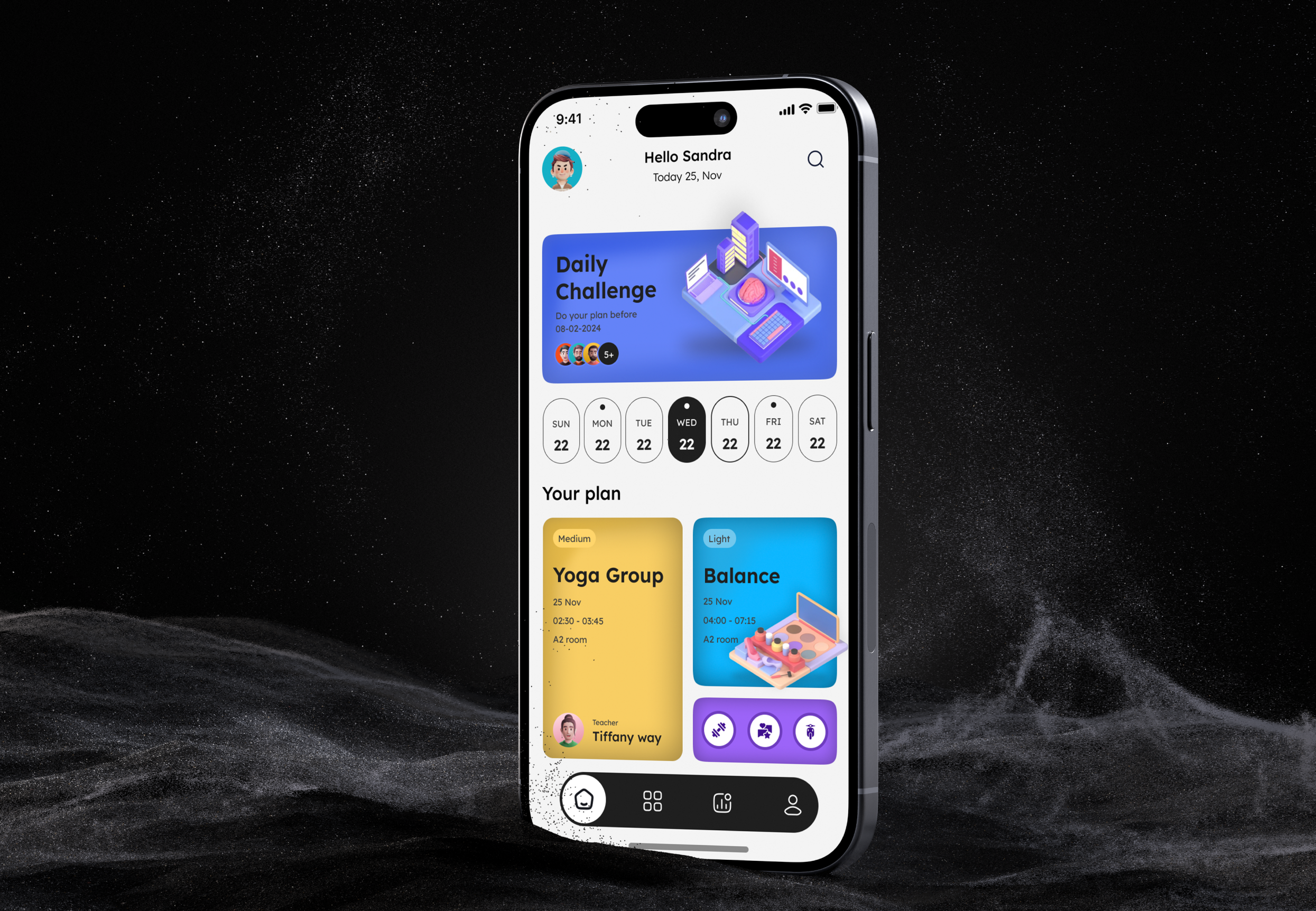 Daily planner app home page 3d app branding daily planner design graphic design illustration layout listing logo mobile app morden design productdesign task management app task manager ui uiux user experience user interface