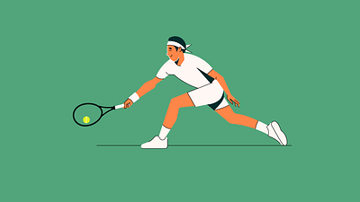 Ten is... action character court design flat flat illustration graphic design grass green illustration sports sports illustration tennis vector