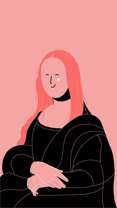 M Lisa flat illustration graphic illustration illustration minimal design painting portrait poster vector