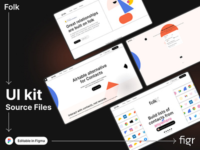 Make Folk UI your own branding contract management design editable figma figma editable folk free kit landing page mockup modern ui template ui ui kit ui ux web app web design website website design