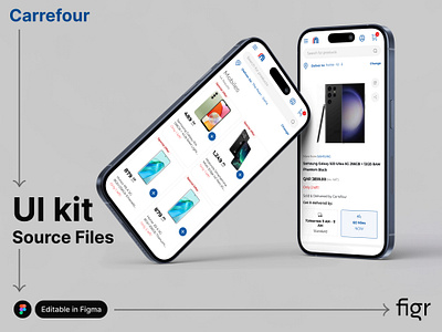 Make Carrefour UI your own android app design branding carrefour design ecommerce ecommerce app editable figma figma editable free ios kit mobile app mockup template ui ui kit ui ux website