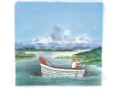 A Quiet Day of Fishing childrens books digital painting illustration