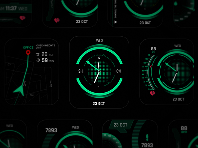 Fusion — Watchface UI dark mode ui design dribbble dribbledesigns figma graphic design mechanical ui smartwatch time ui uidesign uistyle uiux userinterface ux watchface